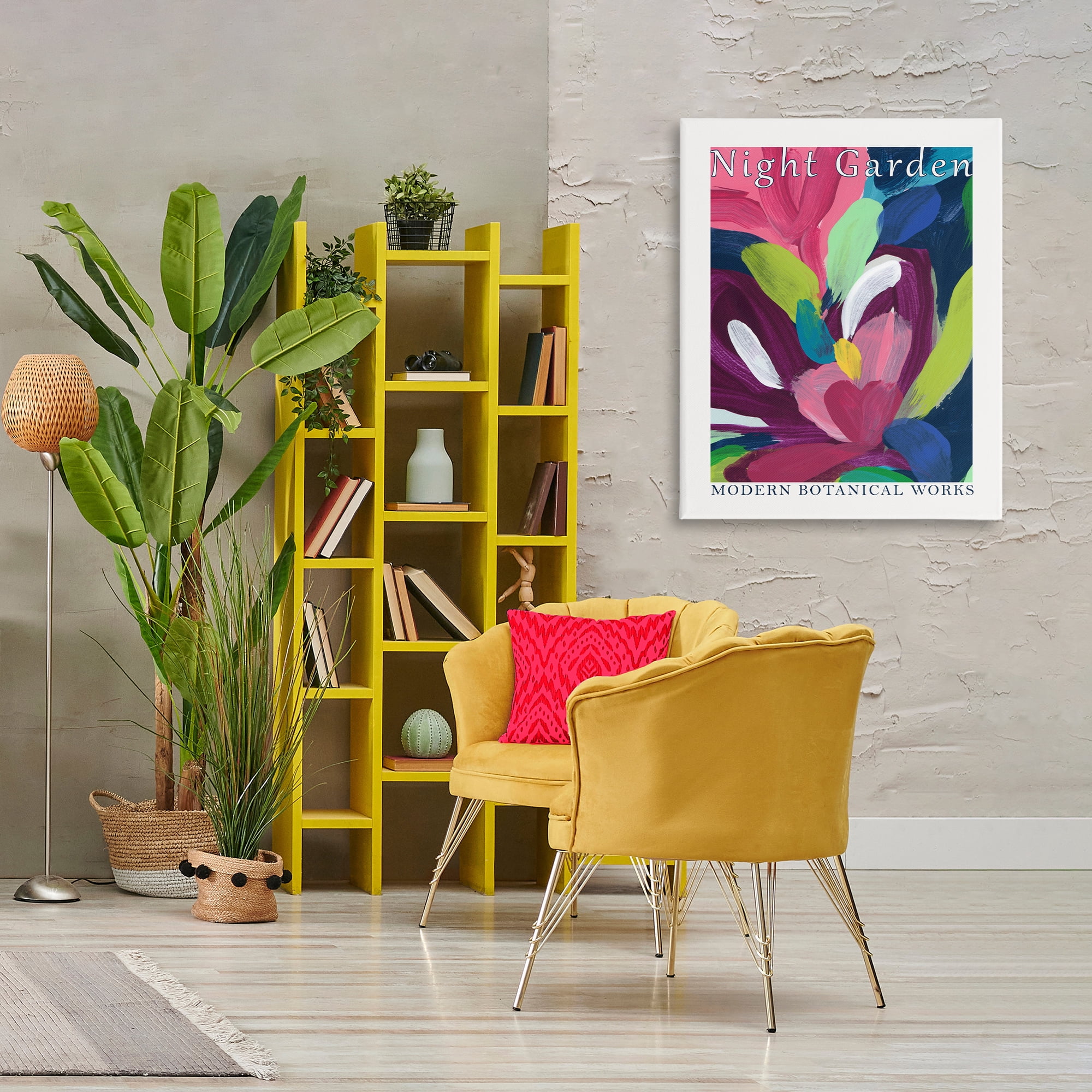 Stupell Industries Night Garden Museum Abstract Painting Wrapped Canvas Art Print Wall Art, 30 x 40