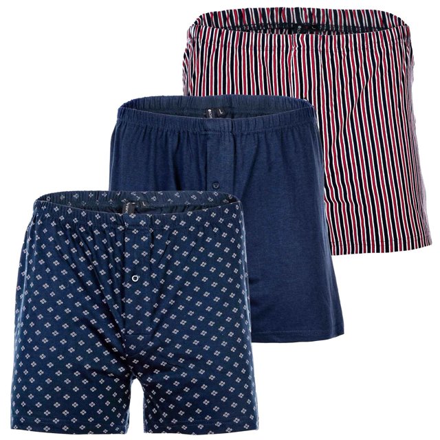 YOURBASICS Calzoncillos de punto para Hombre, paquete de 3 - algodón, abertura con botones, patrón, paquete múltiple AzulMix XL (X-Large)