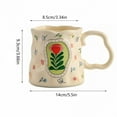thumbnail image 4 of High End Ceramic Coffee Mug Floral Irregular Design Handmade Big Handle for Tea Latte Milk Kitchen Café Home, 4 of 8