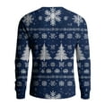 thumbnail image 5 of Domzest 2026 New Christmas Sweater for Men Ribbed Long Sleeve Crew Neck Sweatshirt Xmas Tree Print Knitted Holiday Sweaters Winter Warm Cotton Pullover Top Blue 4XL-Large, 5 of 6