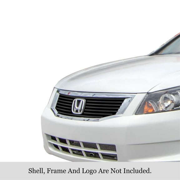 APS 2008-2010 Honda Accord Sedan Logo Show Black Stainless Steel Billet Grille 8x6 horizontal billet
