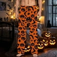 thumbnail image 2 of CONFREE Halloween Men's Pajama Pants Hallowmas Pj Pants for Men Pumpkin Ghost Print Lounge Bottoms Elastic Waist Drawstring Sleepwear With Pockets, 2 of 6