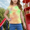 thumbnail image 7 of YABCSAZ Girls Summer Outfits Color Block Short Sleeve Tops Loose Fit Active Tee Shirts Kids Casual T-Shirts Blouses Tie Dye Shirts Tops Baby Clothes Size 13 T, 7 of 7