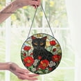 thumbnail image 4 of Black Cat In Poppy Flowers Stained Glass Suncatcher, Cat Home Decor, Gift For Mom, Cat Lover, Black Cat Flower Unique Cat Lover, 4 of 6