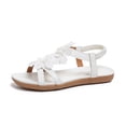 thumbnail image 5 of Fashion Casual Ladies Round Toe Flat Sandals Floral Embellished Back Elastic Band Design Spring Summer Daily Versatile Footwear White 5.5(36), 5 of 9