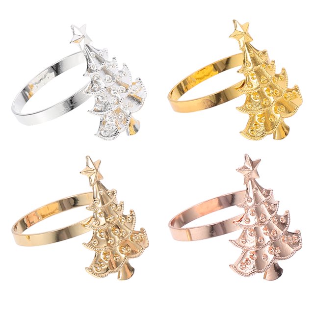 4Pcs Christmas Tree Napkin Rings Lovely Napkin Rings Unique Napkin Buckles