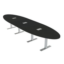 14Ft Modular Oval Conference Table With Metal T Bases Electrical Units
