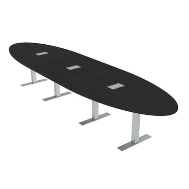 14Ft Modular Oval Conference Table With Metal T Bases Electrical Units