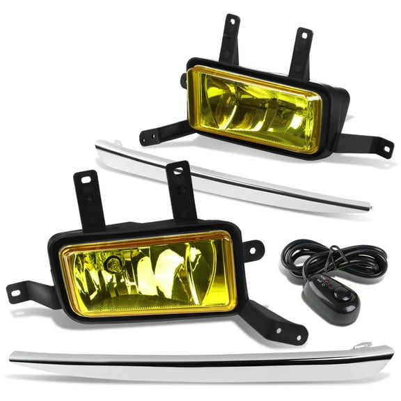 DNA Motoring FL-ZTL-254-AM For 2015 to 2018 Chevy Suburban Tahoe Pair Bumper Driving Fog Light Lamp Chrome Bezel Switch Amber Lens 16 17