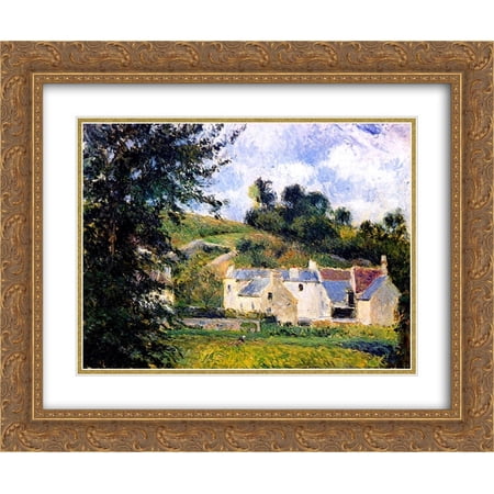 Camille Pissarro 2x Matted 24x20 Gold Ornate Framed Art Print 'Houses of l'Hermitage, Pontoise'