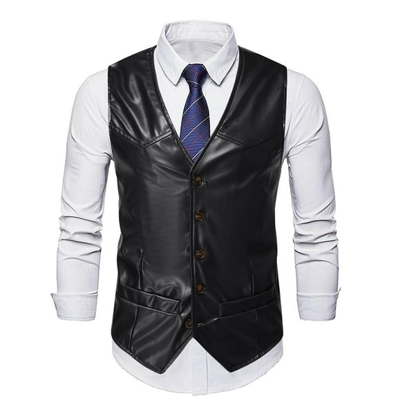 Bcfgryg Mens Fashion Stripes Retro Casual Suit Vest Men's Lightweight Jacket Black L