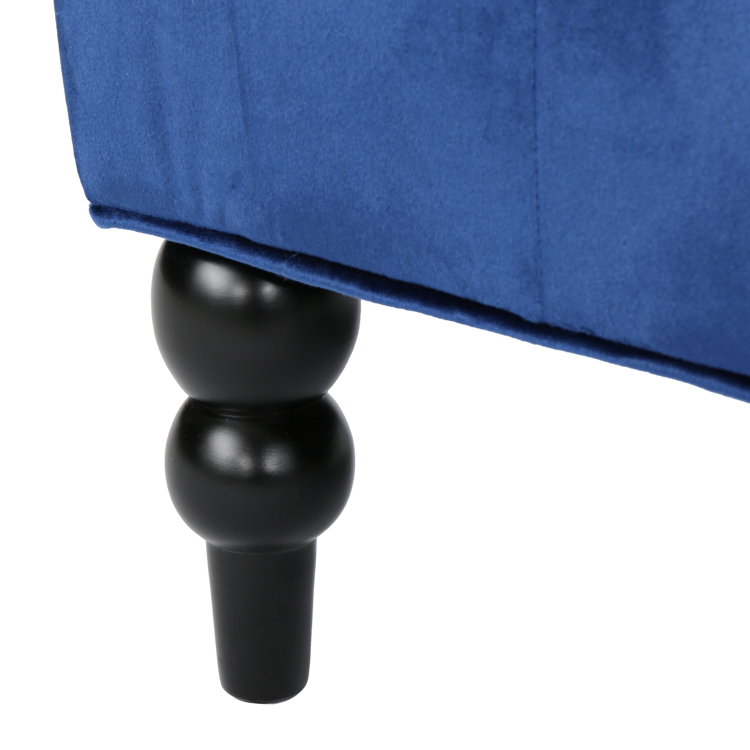 Noble House Lawrence Velvet Button Tufted Loveseat, Navy Blue