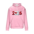 thumbnail image 4 of Mens Hoodies Long Sleeve Drawstring 2026 Print Happy-New-Year Pullover Tops Loose Stylish Sweatshirts With Pocket (3XL, Pink-A), 4 of 5