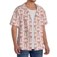 thumbnail image 2 of Balery pink hand drawn bows Pattern Men's Casual Button Down Shirt Short Sleeve Textured Summer Cuban Beach Shirts-X-Large, 2 of 5