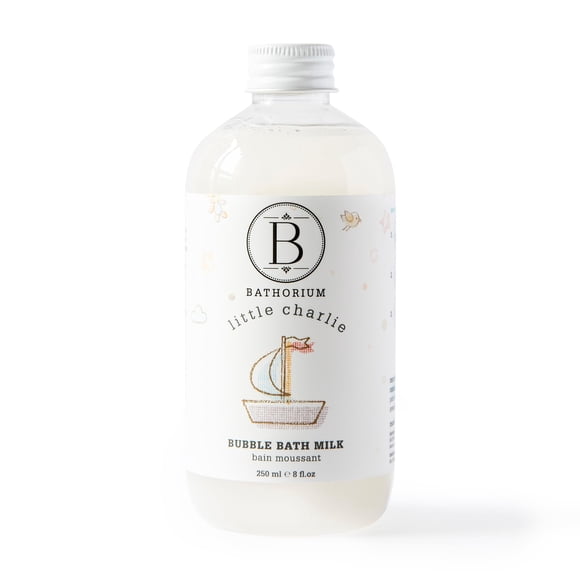 Bathorium Little Charlie Bubble Bath Milk - Baño de burbujas suave y nutritivo para bebés enriquecido con leche de coco y avena, para pieles sensibles, calma e hidrata 8 fl.oz