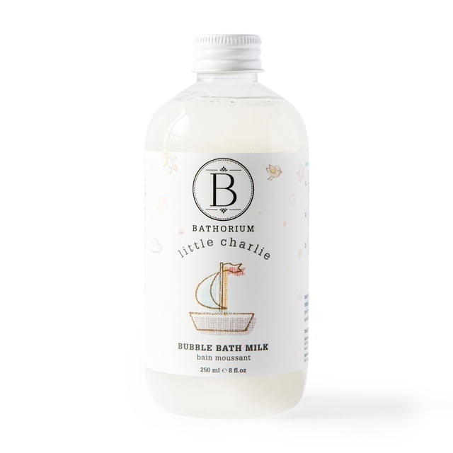 Bathorium Little Charlie Bubble Bath Milk - Baño de burbujas suave y nutritivo para bebés enriquecido con leche de coco y avena, para pieles sensibles, calma e hidrata 8 fl.oz