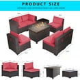 thumbnail image 5 of Gotland 8 Piece Outdoor Patio Furniture Set with 43“ Gas Fire Pit Table Patio Furniture Sectional Sofa Set (red), 5 of 7