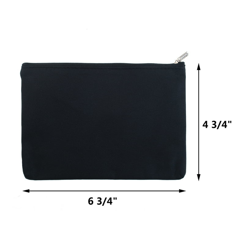 2REC Slim Case Large Black Leather Pencils Case, Makeup Bag Rectangular  Accessory Bag Purse Zipper Pouch Markers Zipper Pouch 
