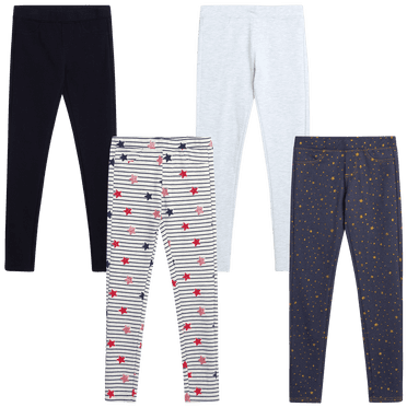 VIGOSS 4 Pack Leggings for Girls | Soft Stretch Cotton and Stylish, Solid Colors and Patterns