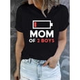 thumbnail image 1 of Camiseta gráfica "Mamá de 2 niños" - Camiseta informal de manga corta y cuello redondo para mujer, algodón elástico, lavable a máquina, opaca, perfecta para verano y primavera., 1 of 6