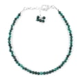 thumbnail image 3 of QNAVIC Natural Malachite Gemstone Micro Round Beads Dainty Bangle Bracelet, Handmade Jewelry for Women, Healing Chakra Energy Crystals, Birthday Gift for Her Silver Plated Chain 8 inch, 3 of 5