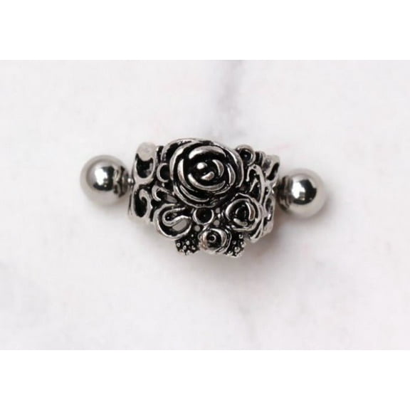 316L Stainless Steel Black Roses Cartilage Cuff Earring