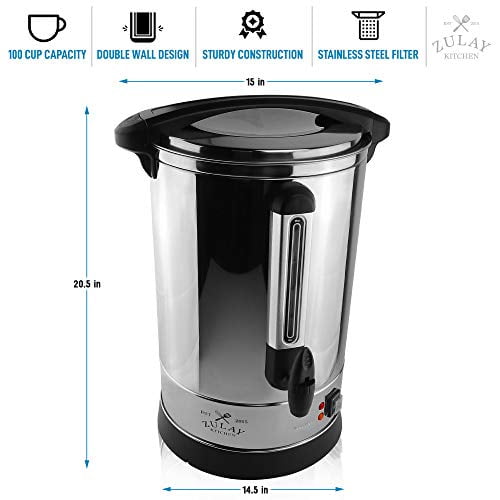 Zulay Premium Stainless Steel 50 Cup Commercial Coffee Urn Two Way  Dispensing Large Coffee Maker and Hot Water Urn for Tea Automatic Coffee  Dispensing for Sale in Riverside, CA - OfferUp