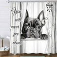 thumbnail image 3 of Funny Cute Dog Shower Curtain, Black White Bulldog Puppy Animal Prints - Humorous Shower Curtain for Bathroom, Grey and Black Theme Bath Curtain Set with Hooks, 60X70in, 3 of 5