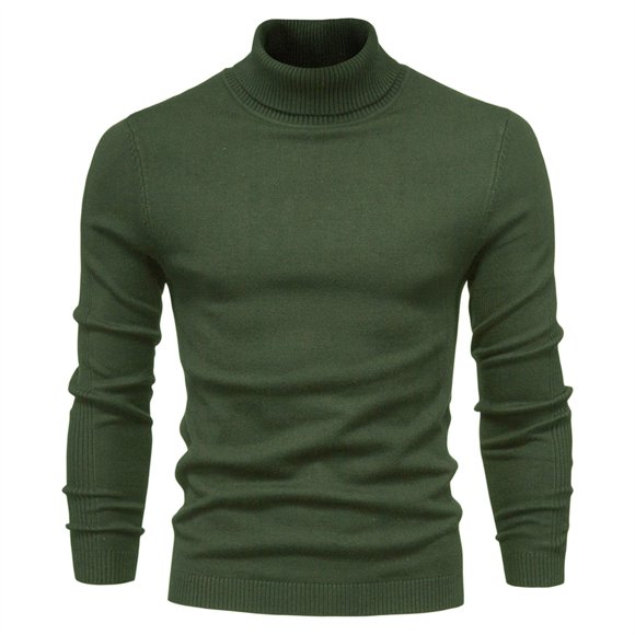 Weiqiqre Chandails pour Hommes, Coupe Ajustée Décontractée, Col Roulé Tricoté, Chandail à Manches Longues, Chandails Amples avec Motif Torsadé
