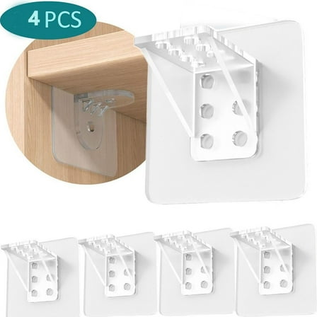 4Pcs Plastic Shelf Support Brackets for Wardrobe Cabinet Shelves Holder 7x7cm No Tools Needed Adhesive Mounting for Home Organization