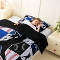 thumbnail image 4 of Castle Fairy Sport Baseball Collage Twin Comforter Sets 2pcs, Geometric Plaid Bedding Set, Navy Red Black,Black Reversible,1 Comforter and 1 Pillowcase, 4 of 6