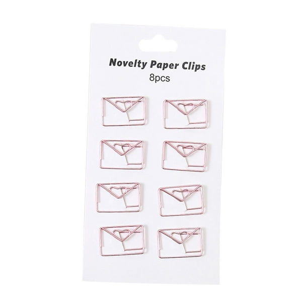 8 clips de papel creativos, marcapáginas, accesorios reutilizables, papelería, alambre de metal. Sobre rosa