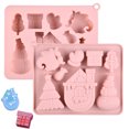 thumbnail image 6 of Christmas Series Candy Mold Cartoon Chocolate Baking Pan DIY Homemade Cheese Dessert Tray Holiday Cookie Sheet For Creative Family Holiday Party Treats , Pink A, 6 of 6
