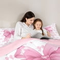 thumbnail image 4 of Erosebridal Cute Bowknot Queen Comforter Set for Girls, Pink Ribbon Bedding Comforter Set, Pink Reversible, 1 Comforter and 2 Pillowcases, 4 of 6