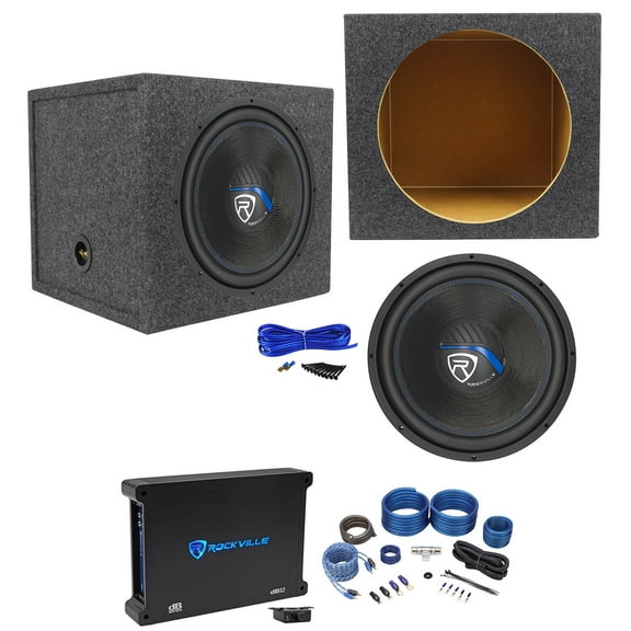 Rockville K5 W15K5S2 15" 2000 Watt Subwoofer Sealed Sub Box Amplifier Amp Kit