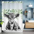 thumbnail image 6 of No Hook Shower Curtains with Snap-in Liner Set, Grey Cow Waterproof Hotel Style Bathroom Shower Curtain, Weeping Green Leaves Elegant Farmhouse Breathable Mesh Top Window Bath Curtains 72''x84'', 6 of 9