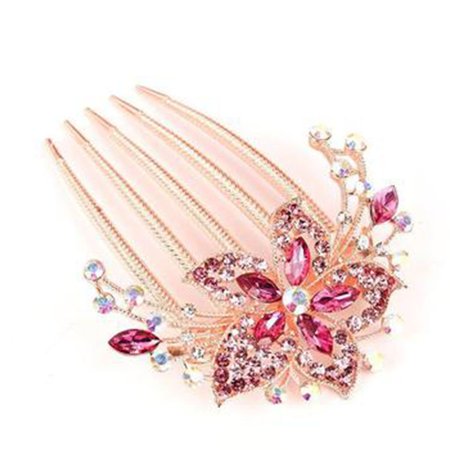 OUTAD Hair Accessories Five-tooth Comb Plate Hairpin Alloy Hair Comb Rhinestone