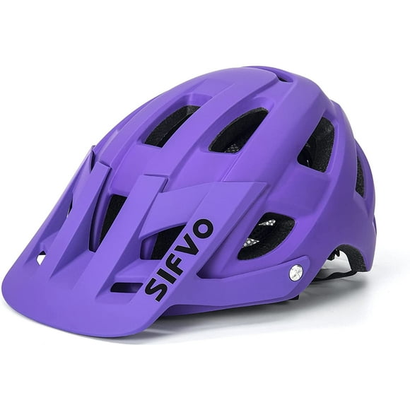 Bike Helmet , Cycle Helmet mtb Helmet Bicycle Helmet with Visor, Allround Cycling Helmets Road Bike Helmet Lightweight & Breathable 【M,Purple】