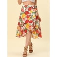 thumbnail image 4 of INSPIRE CHIC Falda cruzada midi de chifón con dobladillo asimétrico y cintura alta con purpurina floral para mujer blanco L, 4 of 4