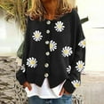 thumbnail image 2 of 2025 Manteau pour Femmes Cardigans Marguerite Cardigan à Manches Longues Imprimé Imprimé Col Rond Chandail d'Automne Chandail Court, 2 of 2