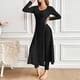thumbnail image 5 of Pincandy Women's Solid Color Pajama Set - Crew Neck Long Sleeve Top & Pants, Casual & Comfortable for Homewear, 5 of 6