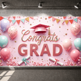 thumbnail image 6 of Colorful Balloons Graduation Banner Graduation Cap Congrats Display Star Decor Ribbon Streamers Grad Backdrop for Graduation Party College Graduation Photo Shoot, 6 of 9