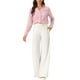 thumbnail image 2 of Inspire Chic Conjunto Blusa de Cuello en V para Mujer con Panel de Malla y Mangas de Linterna Elegante Camisa de Oficina Rosa, 2 of 6