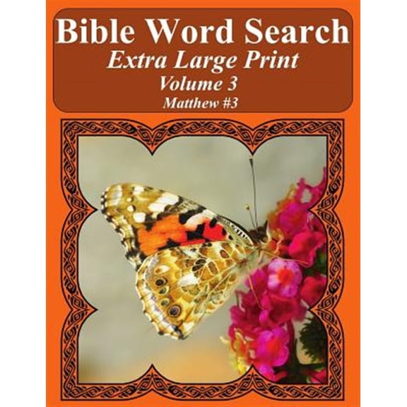 Pre-Owned Bible Word Search Puzzles for Adults Jumbo Print Butterfly E: Bible Word Search Extra Large Print Volume 3 : Matthew #3 (Series #3) (Paperback)