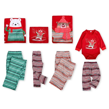 

Parent-Child Warm Christmas Set Printed Home Wear Pajamas Two-Piece Mom Set