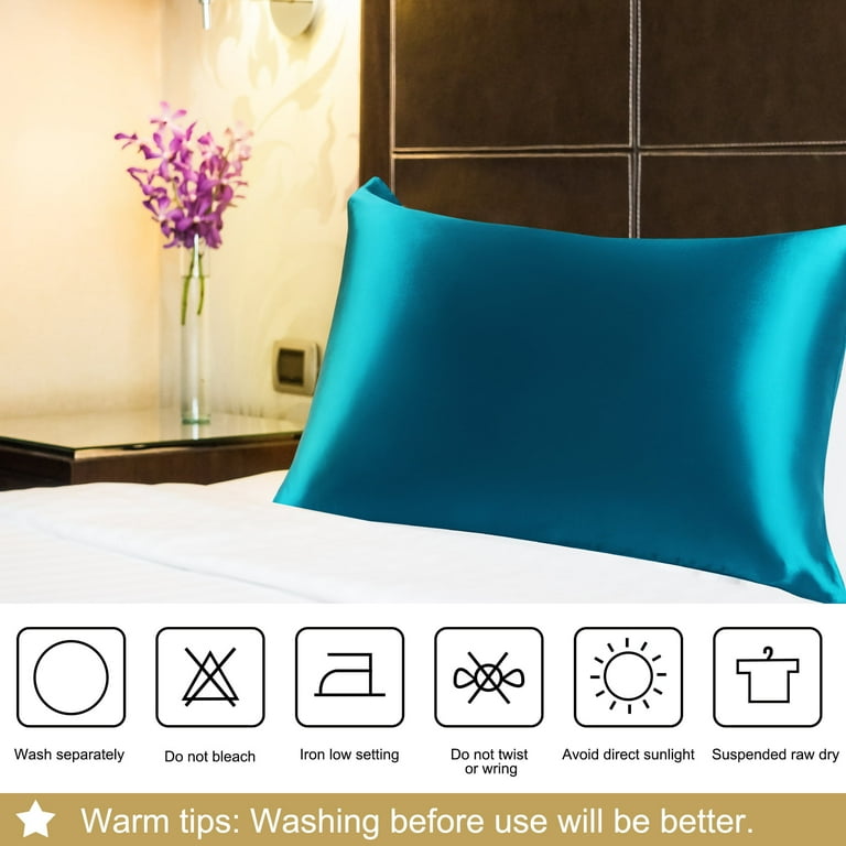 Unique Bargains Pack 19 Momme Mulberry Silk Pillowcases Peacock