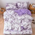 thumbnail image 4 of 3Pcs Set Polyester Marbled Quilt Cover Pillowcase Bedding Set EU Double Size (Purple), 4 of 6