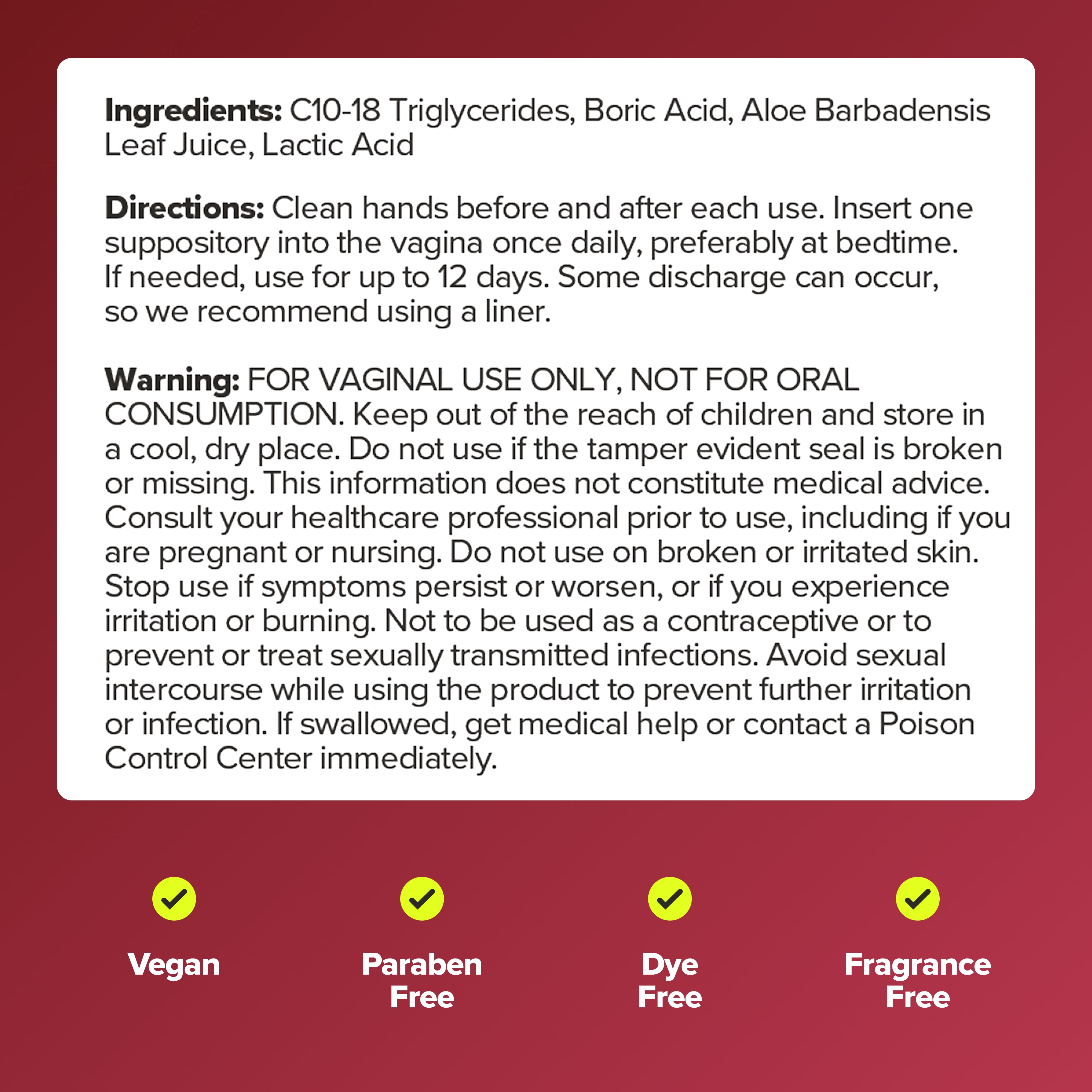 O Positiv URO Boric Acid Vaginal Suppository Capsules, Fast Odor Control + Intimate Care, 12 Count