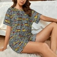 thumbnail image 6 of Bingfone Modern Excavator Print Pajamas Sets for Women Soft Short-Sleeved Pjs with Lounge Shorts Two Piece Sleepwear, 6 of 8