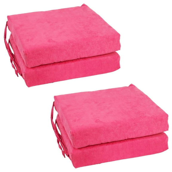 Blazing Needles Set of 4 Indoor Microsuede Chair Cushions, Bery Berry